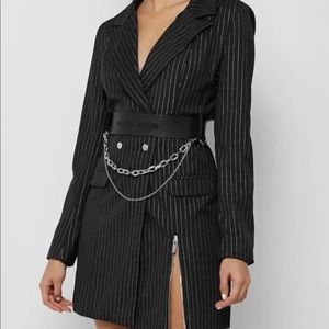 Maniere De Voir Pinstripe Blazer Dress